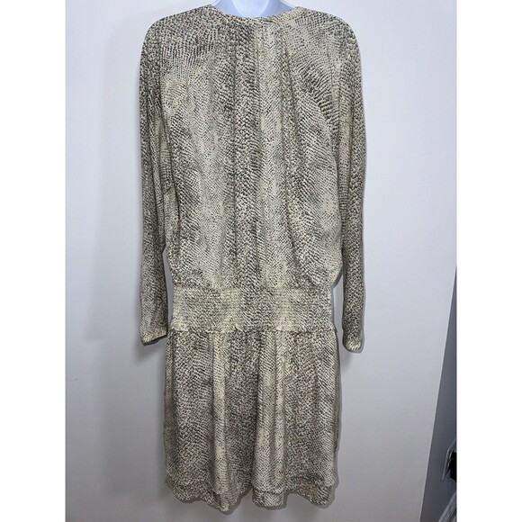 Rails Jasmine Mini Dress Cream Snakeskin Women's Large Smocked Waist V-Neck - Picture 7 of 14